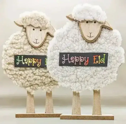 Wooden Eid Mubarak Table Stand Decoration gift, eid ul adha sheep decoration, Eid party Decor