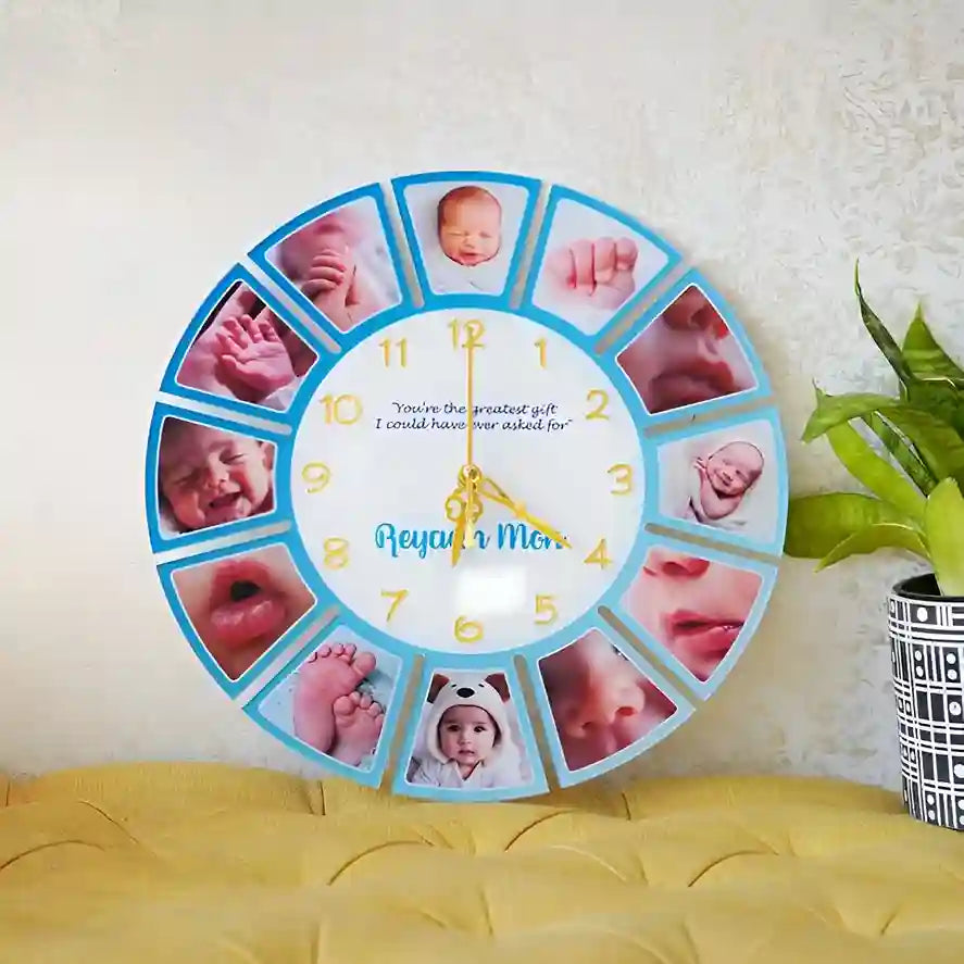Personalized Photo Clock| Blue