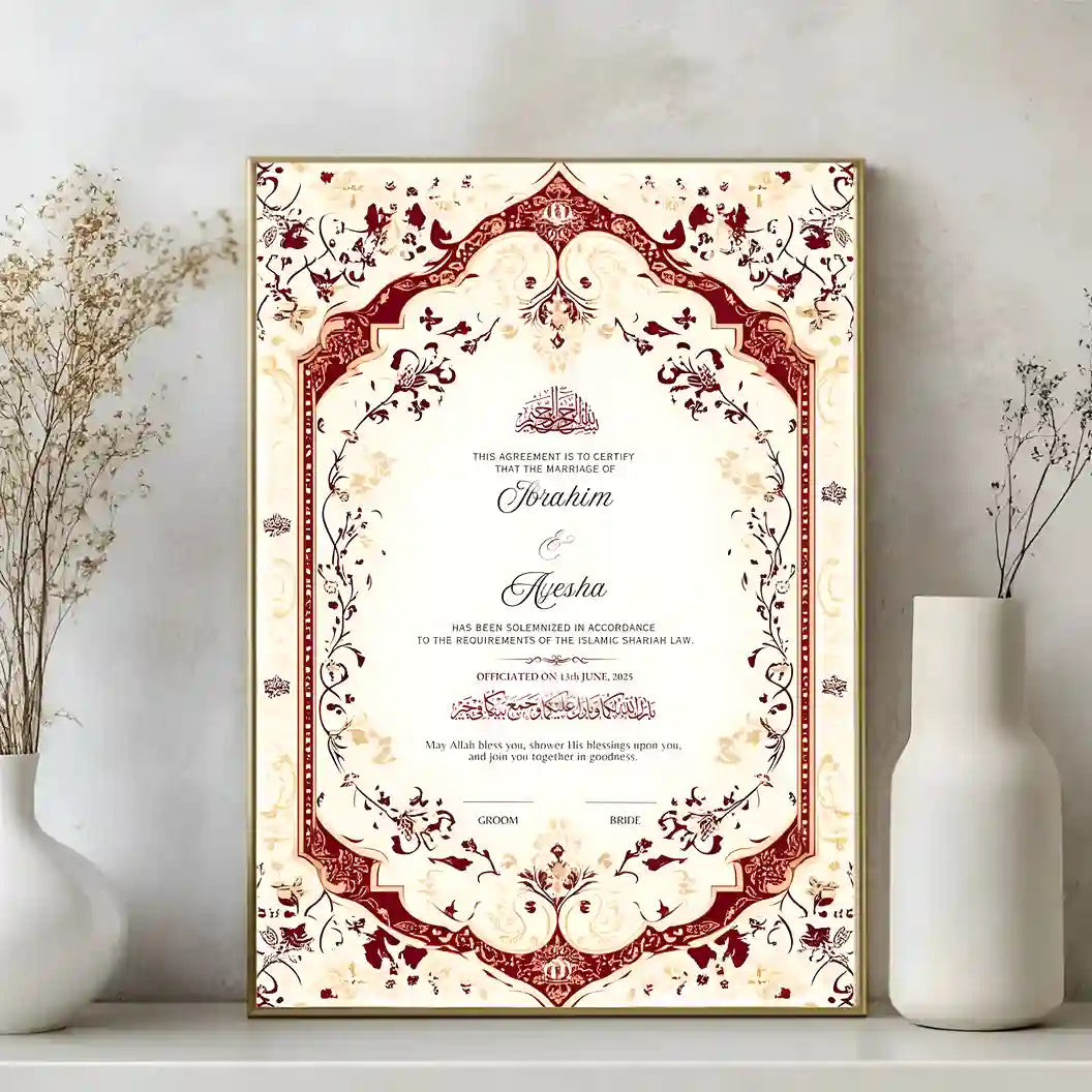Regal Bloom Nikah Nama Frame