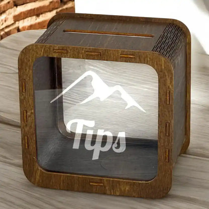Elegant Wooden Tip Box with Transparent Acrylic Panels