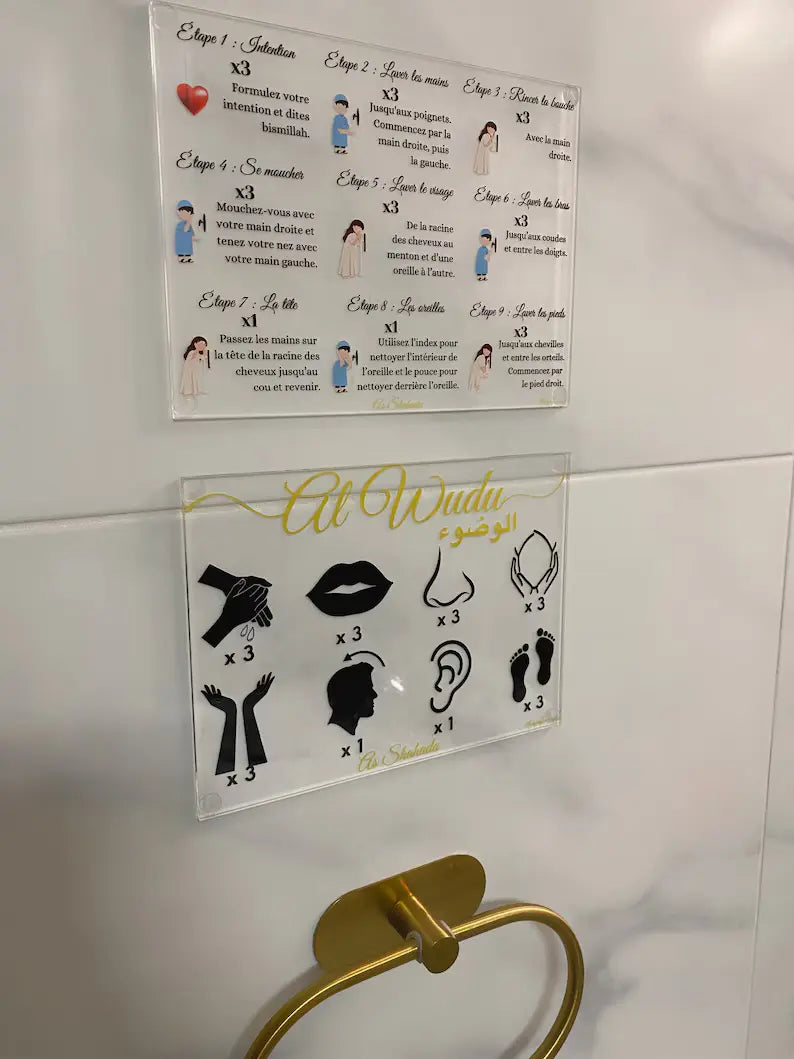 TABLEAU Ablutions/Wudu/Ghusl Islamic prayer invocation child Plexiglass Acrylic poster Islam