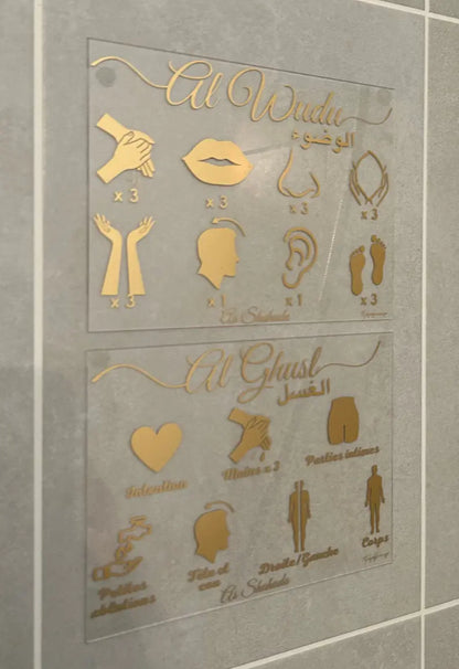TABLEAU Ablutions/Wudu/Ghusl Islamic prayer invocation child Plexiglass Acrylic poster Islam