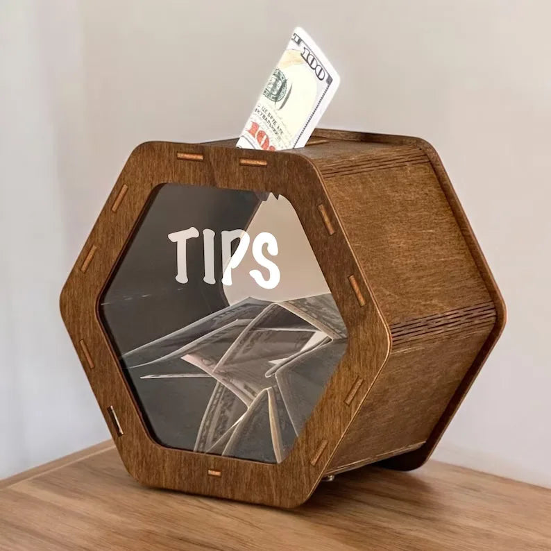 Restaurant Tip Box, Wooden Tipping Box, Custom Money Box, Wooden Donation Box, Charity Box, Wood money Bank