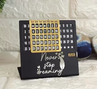 Acrylic Life Time Infinity Calendar With Adjustable Month Date Display 2025 Table Calendar  (Black, Infinity Calender)