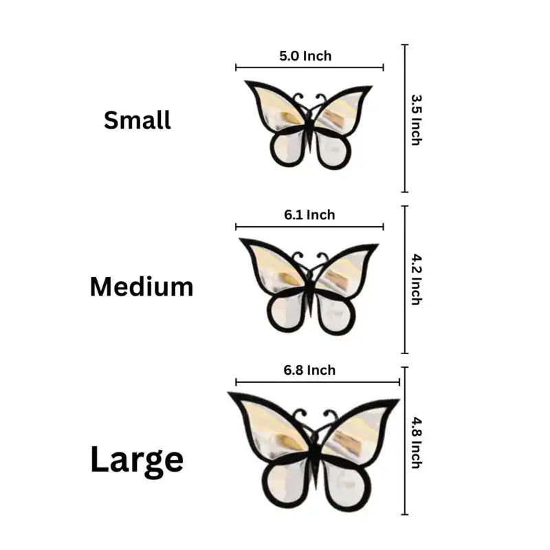 3D Black Silver Butterfly Set