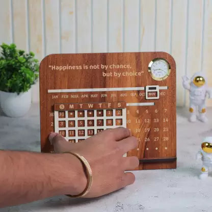 Wooden Lifetime Infinite Motivational Desk Table Calendar for office/home Life Time Table Calendar  (Brown, Made in Pakistan)
